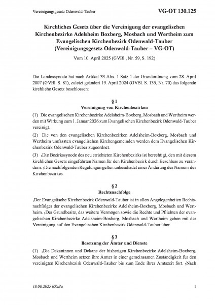 130.125 Vereinigungsgesetz Odenwald-Tauber