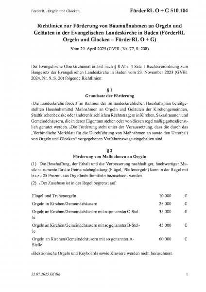510.104 FörderRL Orgeln und Glocken