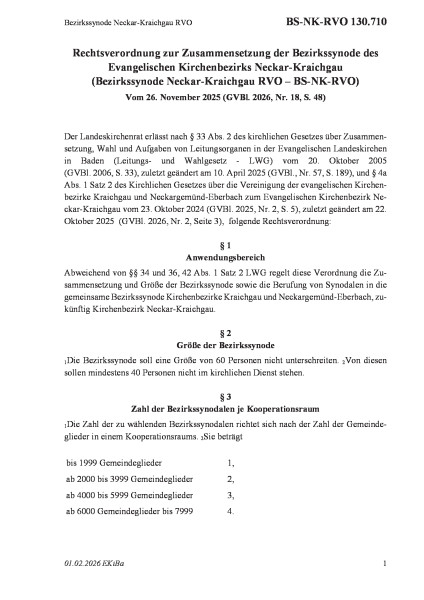130.710 Bezirkssynode Neckar-Kraichgau RVO