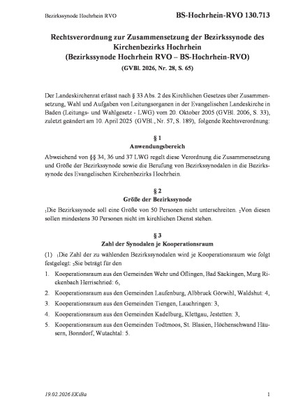 130.713 Bezirkssynode Hochrhein RVO